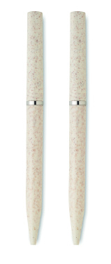 Logo trade promotional merchandise image of: Wheat straw/ABS twist pen set