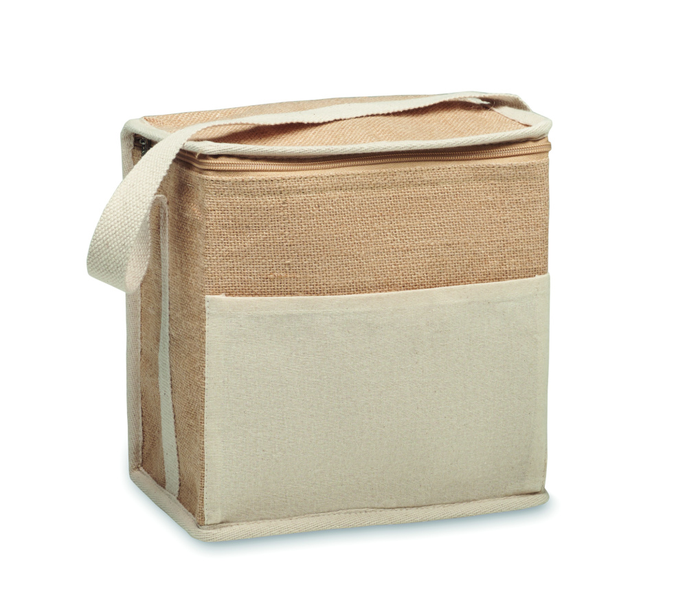 Logo trade promotional items image of: Jute and canvas cooler bag 3L