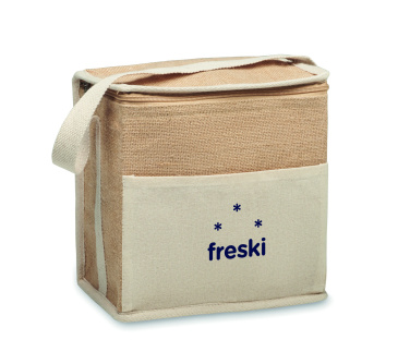 Logo trade promotional giveaway photo of: Jute and canvas cooler bag 3L