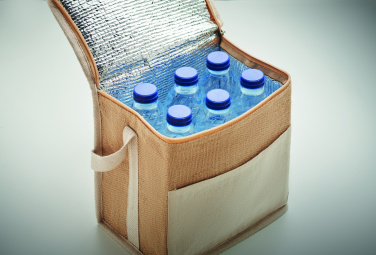 Logo trade advertising products image of: Jute and canvas cooler bag 3L