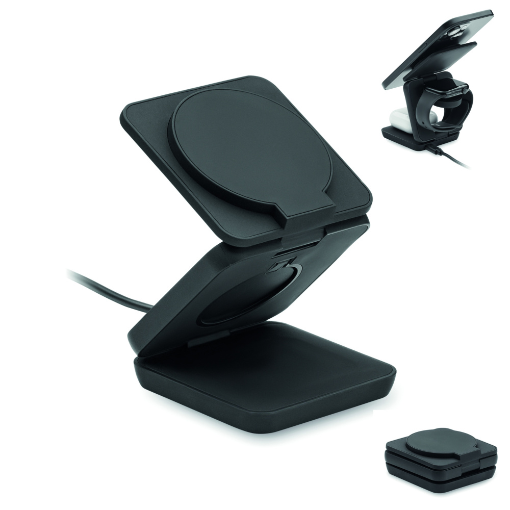 Logo trade promotional gift photo of: 3in1 foldable charging station