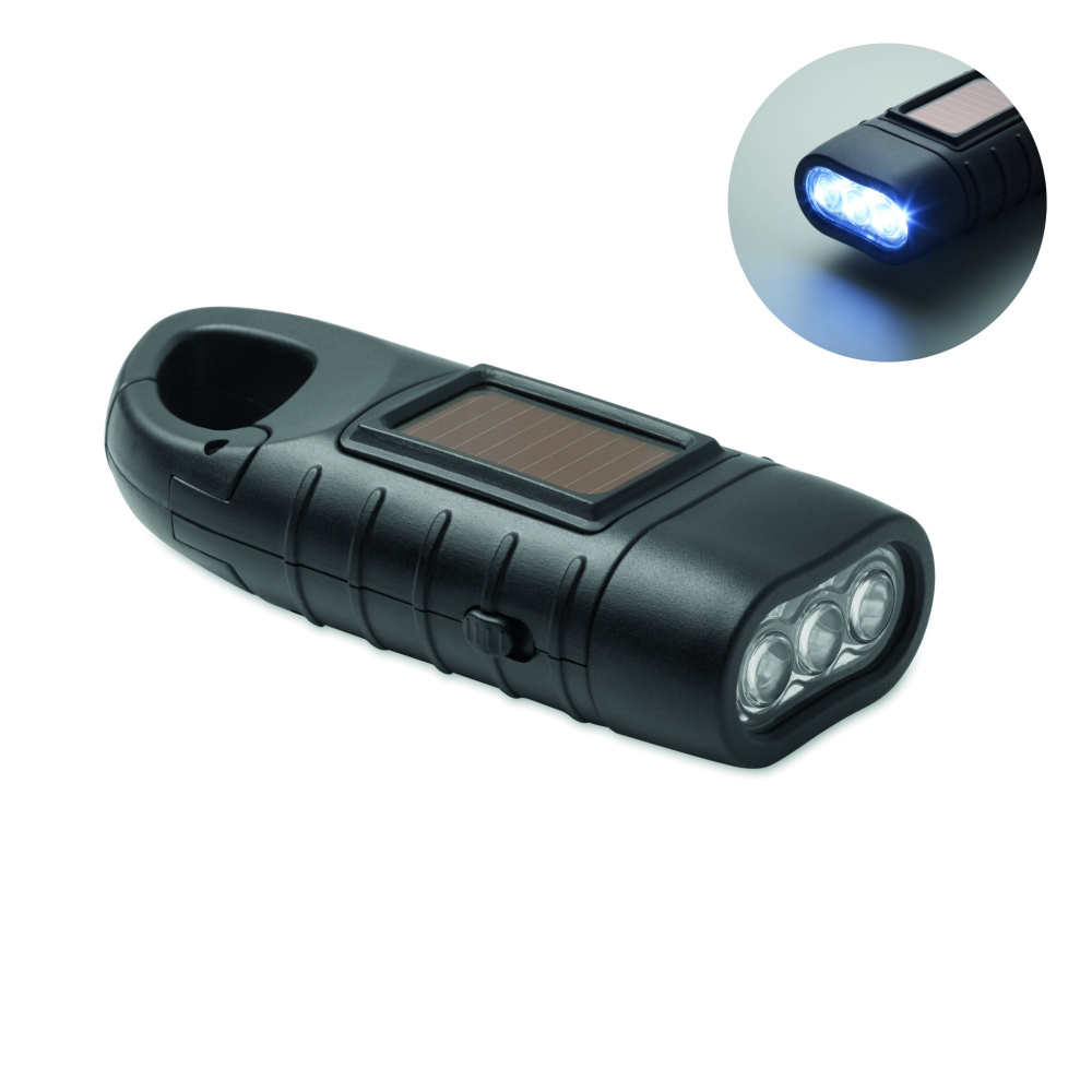 Logo trade promotional item photo of: Solar torch with dynamo crank