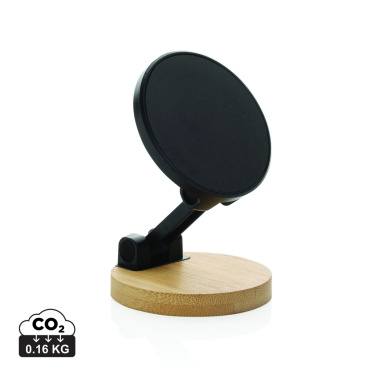 Logo trade promotional gifts picture of: Magmount RCS recycled plastic and bamboo phone stand