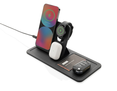 Logotrade promotional gift image of: Swiss Peak 3 in 1 RCS recycled PU wireless charger desk tray
