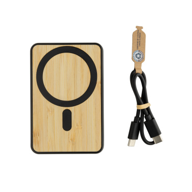 Logo trade promotional product photo of: Zen RCS rplastic 5000 mah 5W magnetic bamboo powerbank