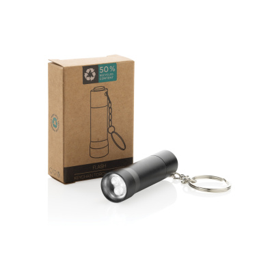 Logo trade promotional merchandise picture of: Flash RCS recycled aluminium keychain torch