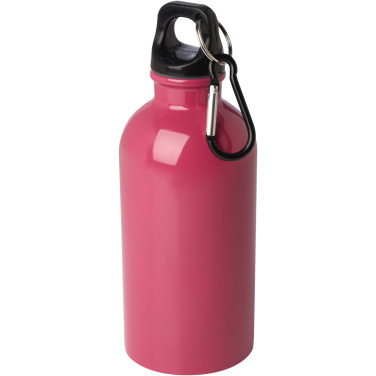 Logo trade promotional product photo of: Oregon 400 ml RCS certified single wall stainless steel water bottle with carabiner