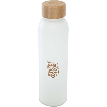 Logo trade promotional items picture of: Lume 500 ml matte soda lime glass bottle with bamboo lid  
