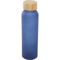 Lume 500 ml matte soda lime glass bottle with bamboo lid  , Ocean blue