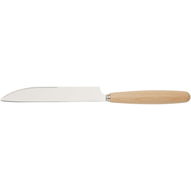 Logotrade promotional products photo of: Root 5-piece stainless steel and beech wood cutlery set