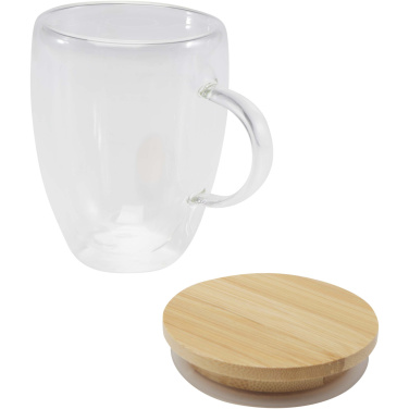 Logotrade promotional item picture of: Leona 350 ml glass cup with bamboo lid
