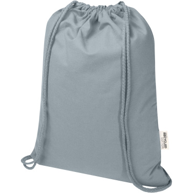 Logo trade advertising products image of: Oregon Blend 140 g/m² GRS recycled drawstring bag 5L