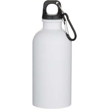Logo trade promotional gifts picture of: Oregon 400 ml matte RCS recycled single wall stainless steel water bottle with carabiner
