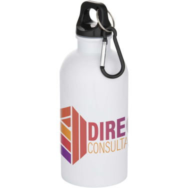 Logo trade promotional merchandise photo of: Oregon 400 ml sublimation RCS recycled single wall stainless steel water bottle with carabiner