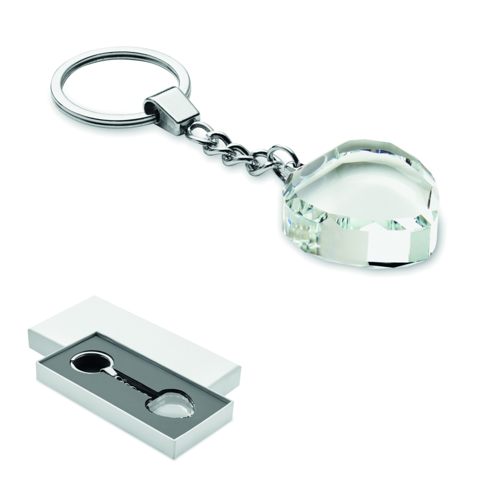Logo trade promotional product photo of: Glass heart award key ring