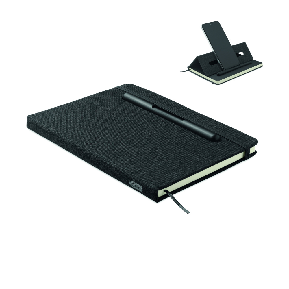 Logo trade advertising products picture of: A5 notebook with phone holder