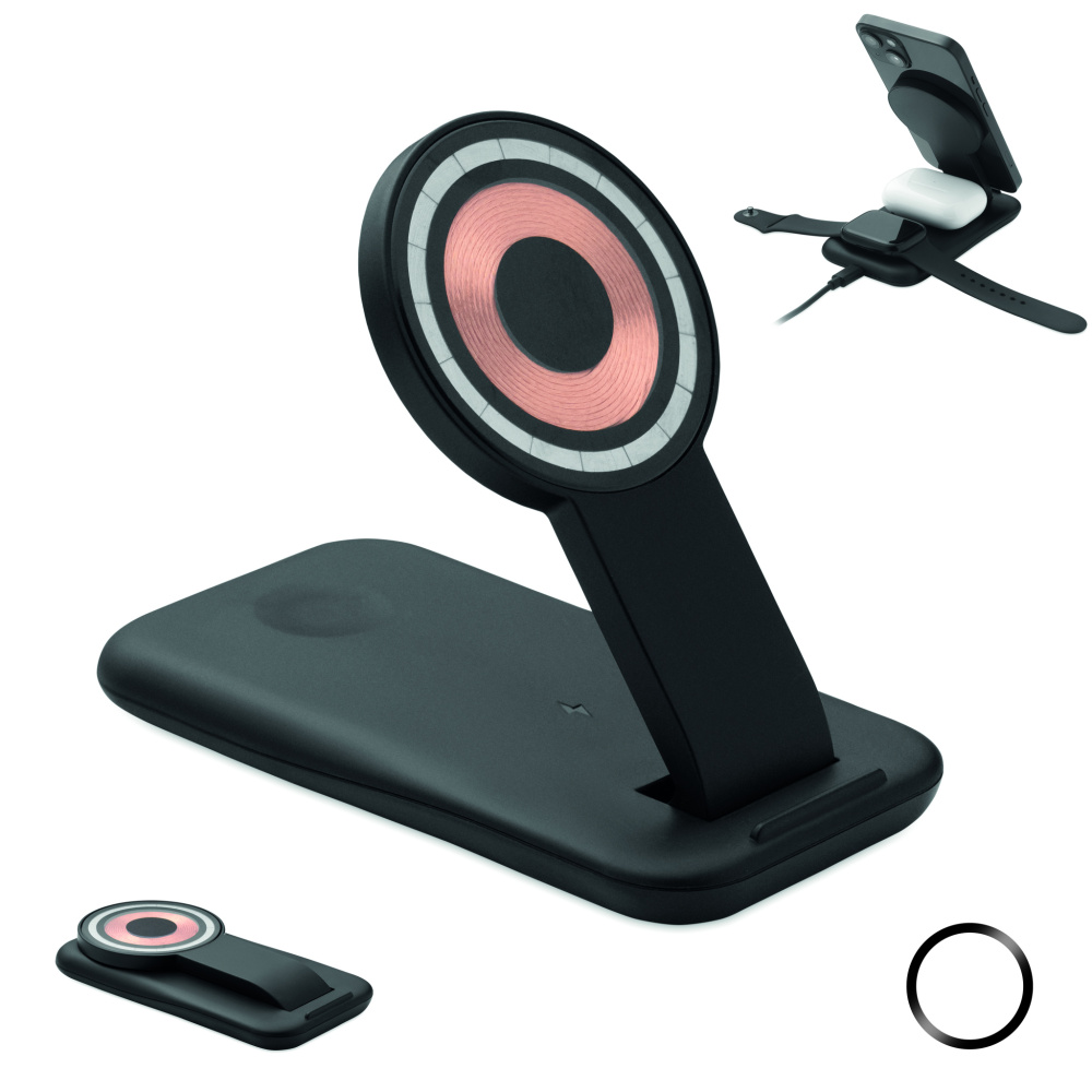 Logo trade corporate gifts picture of: 3 in 1 wireless charger 15W
