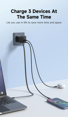 Logo trade advertising products picture of: Urban Vitamin Mendocino 65W GaN charger retractable cable