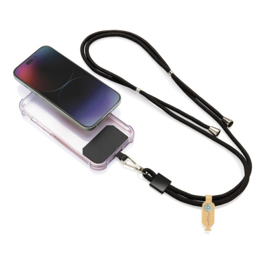 Logo trade promotional merchandise image of: CarryLoop RCS recycled PET adjustable phone holder lanyard