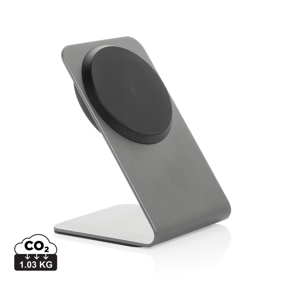 Logotrade corporate gift picture of: Terra aluminium 15W magnetic wireless charging phone stand