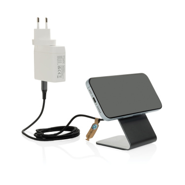 Logotrade promotional item picture of: Terra aluminium 15W magnetic wireless charging phone stand