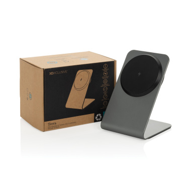 Logotrade promotional item picture of: Terra aluminium 15W magnetic wireless charging phone stand