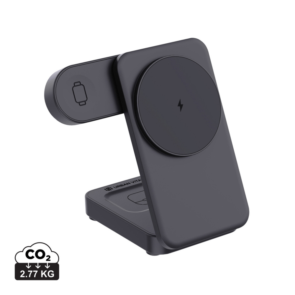 Logo trade promotional giveaways image of: Urban Vitamin Arcadia RCS rplastic 15W 3in1 magnetic charger