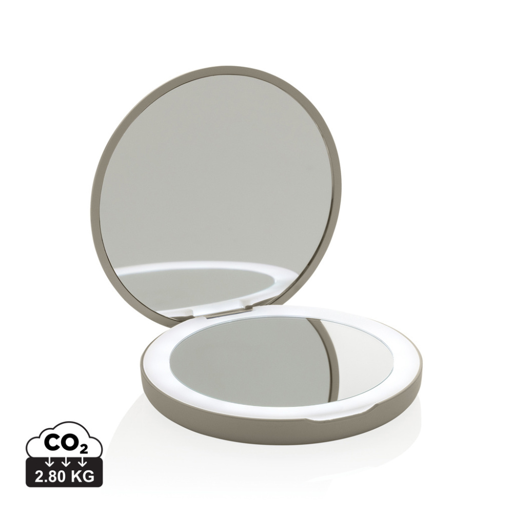 Logotrade business gift image of: Lumora RCS recycled plastic LED re-chargeable make-up mirror