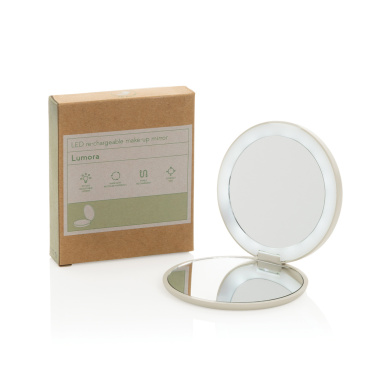 Logo trade advertising product photo of: Lumora RCS recycled plastic LED re-chargeable make-up mirror