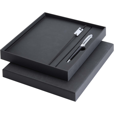 Logo trade promotional giveaways picture of: Legato Elegance A5 hard cover notebook and rollerball pen set