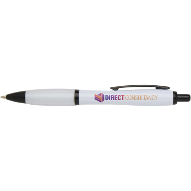 Logo trade business gifts image of: Nash recycled plastic ballpoint pen with black trims (black ink)