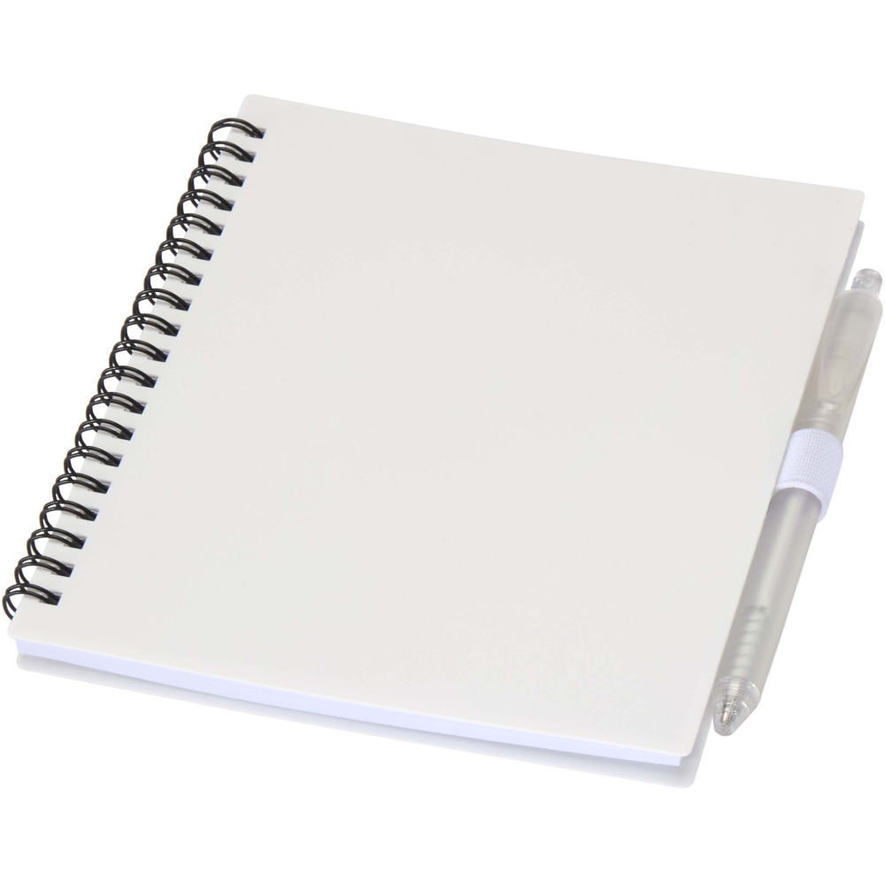 Logo trade promotional gifts image of: Niove recycled plastic soft cover notebook and ballpoint pen set (blue ink)