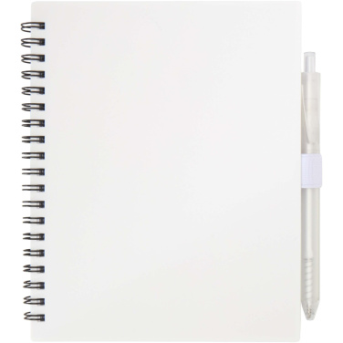 Logotrade corporate gift image of: Niove recycled plastic soft cover notebook and ballpoint pen set (blue ink)