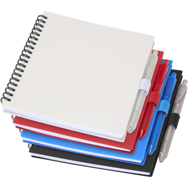 Logotrade promotional items photo of: Niove recycled plastic soft cover notebook and ballpoint pen set (blue ink)