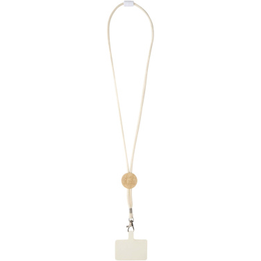 Logo trade promotional giveaways picture of: Adhab smartphone lanyard with bamboo details