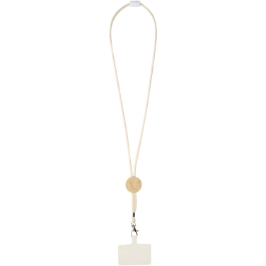 Logo trade promotional merchandise image of: Adhab smartphone lanyard with bamboo details