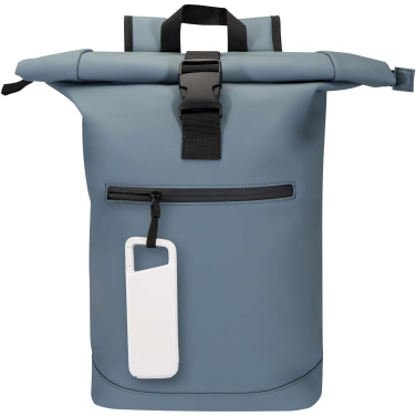 Logo trade promotional item photo of: Alkes 5000 mAh 12W recycled plastic water resistant power bank with carabiner