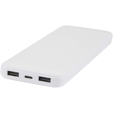 Logotrade business gift image of: Adhil 10.000 mAh 10W recycled plastic power bank with 2 built-in cables