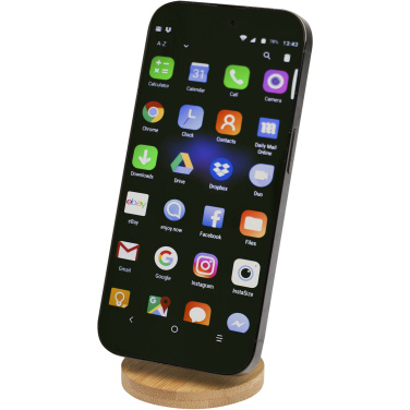 Logotrade corporate gifts photo of: Alcor recycled plastic foldeable magnetic phone stand with bamboo details