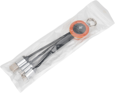 Logo trade promotional items picture of: 4-in-1 cable with elighted logo in a wooden casing