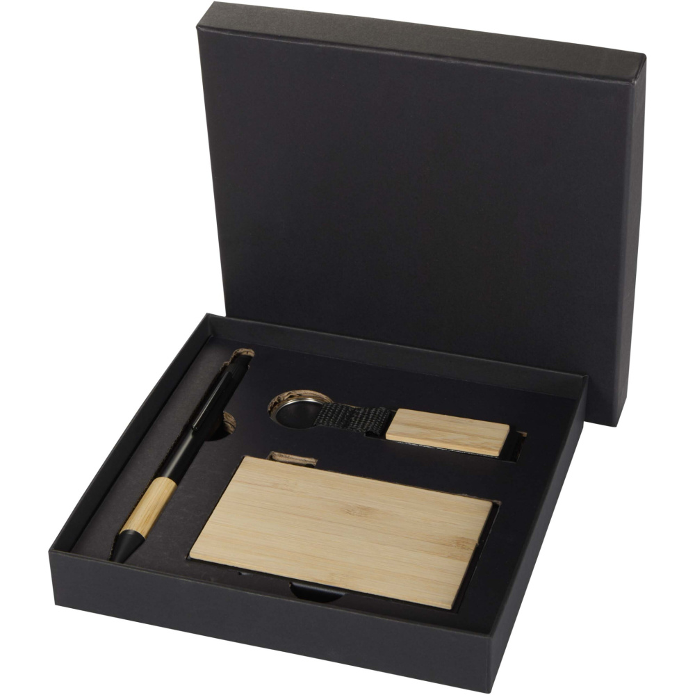 Logotrade promotional product image of: Minka RCS recycled aluminium ballpoint pen, keychain and RFID card holder gift set