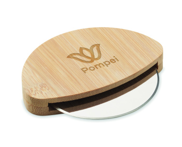 Logo trade promotional products picture of: Round bamboo pizza cutter