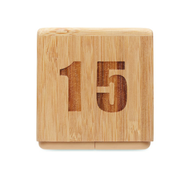 Logo trade advertising product photo of: Bamboo twist snooze timer