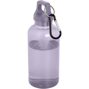 Logotrade promotional product image of: Oregon 400 ml RCS certified recycled plastic water bottle with carabiner