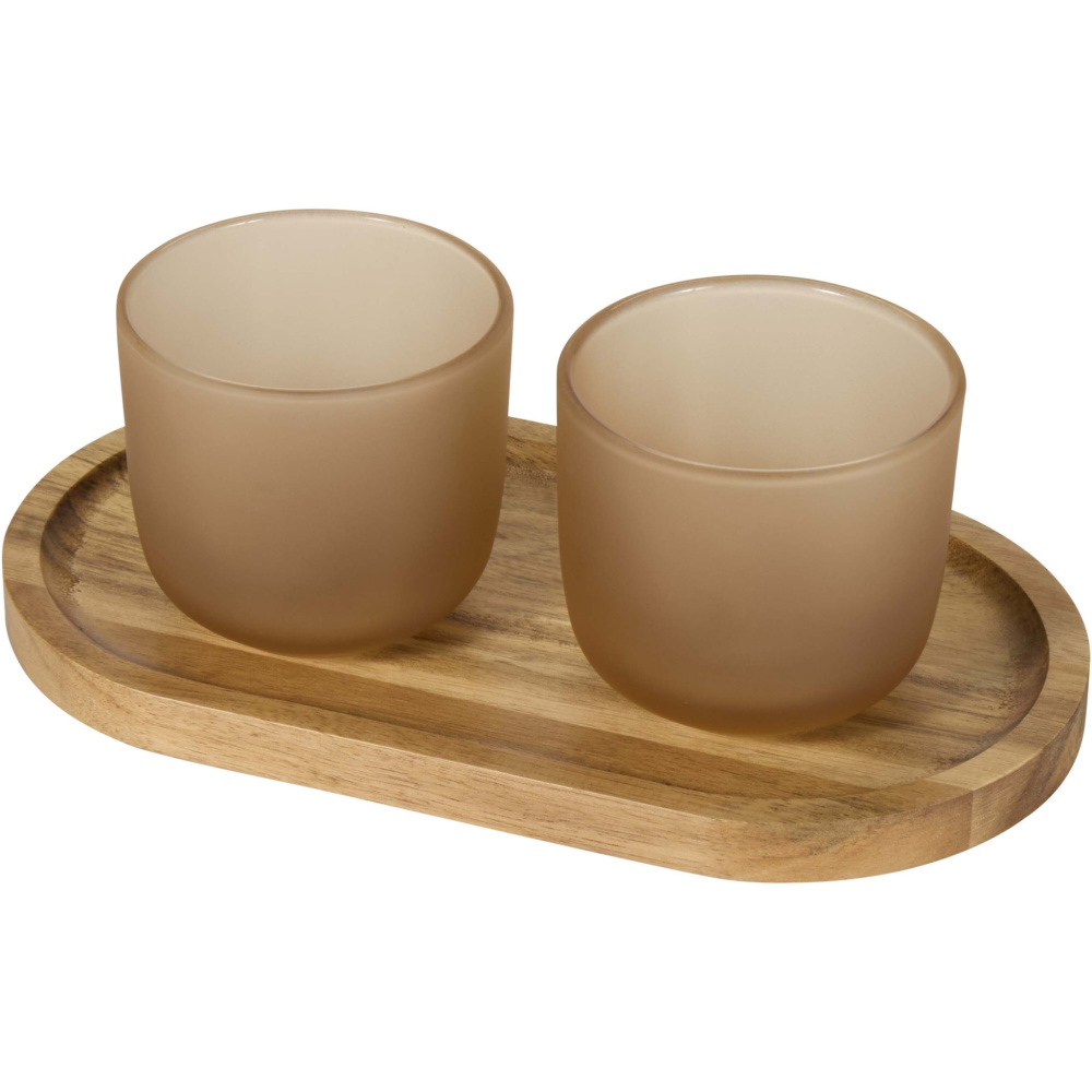Logo trade promotional merchandise image of: Male wooden serving tray and glass cups set