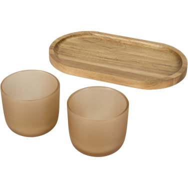Logotrade promotional gift image of: Male wooden serving tray and glass cups set