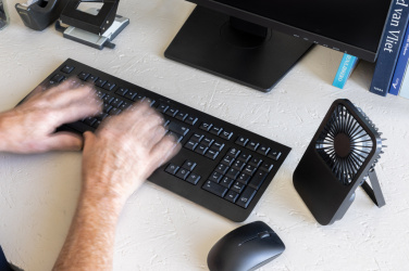 Logotrade promotional products photo of: Aervina RCS recycled plastic re-chargeable desk fan