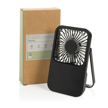 Logo trade promotional gifts image of: Aervina RCS recycled plastic re-chargeable desk fan