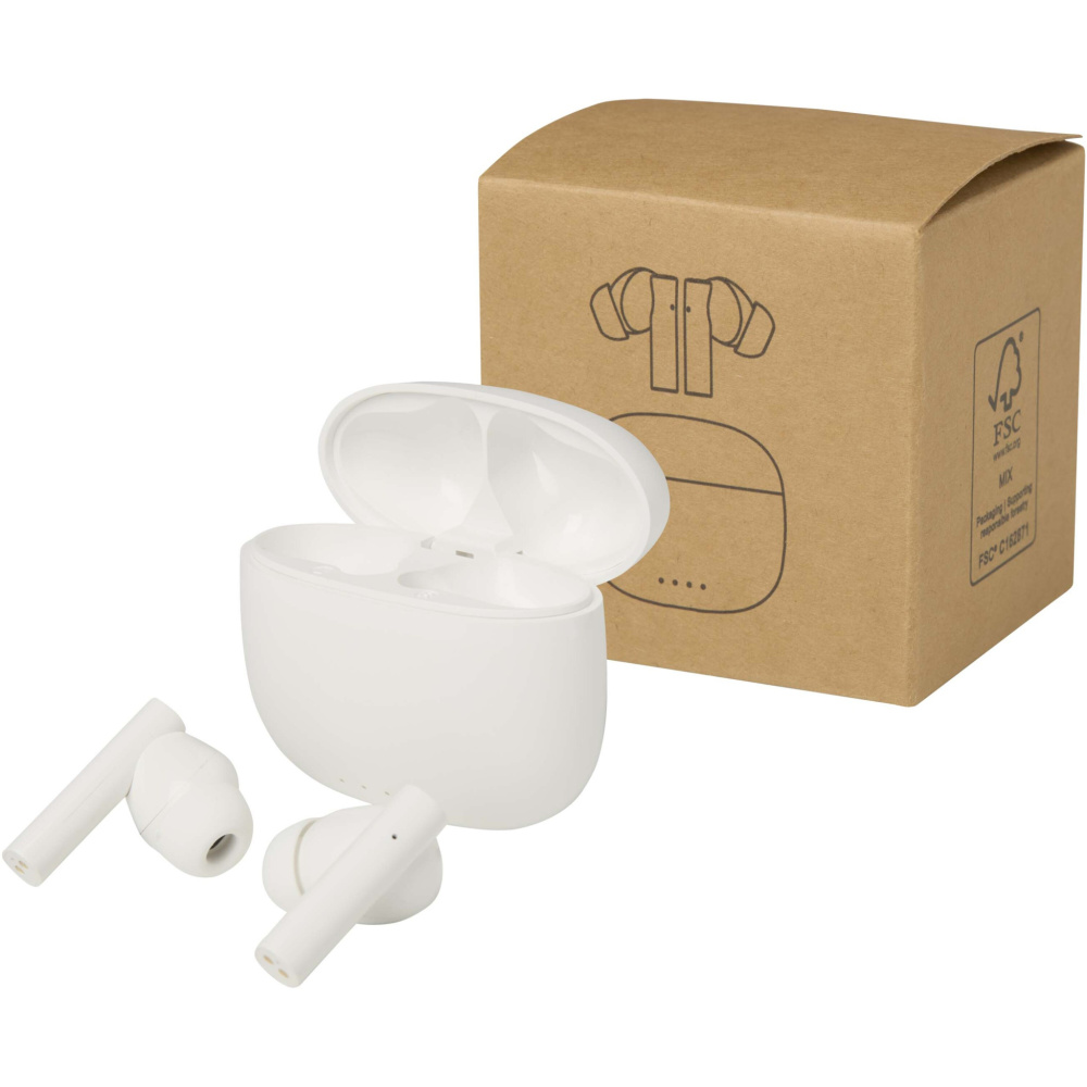 Logo trade advertising products image of: Alterf recycled plastic True Wireless Bluetooth® headset with silicone eartips