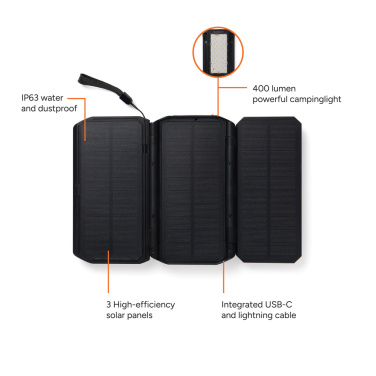 Logo trade promotional giveaways image of: Nordic Drift Titan 10.000mAh solar powerbank with 3 panels